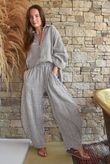 Sundaze Cheesecloth Chalk Stripe Boyfriend Shirt Mocha & White